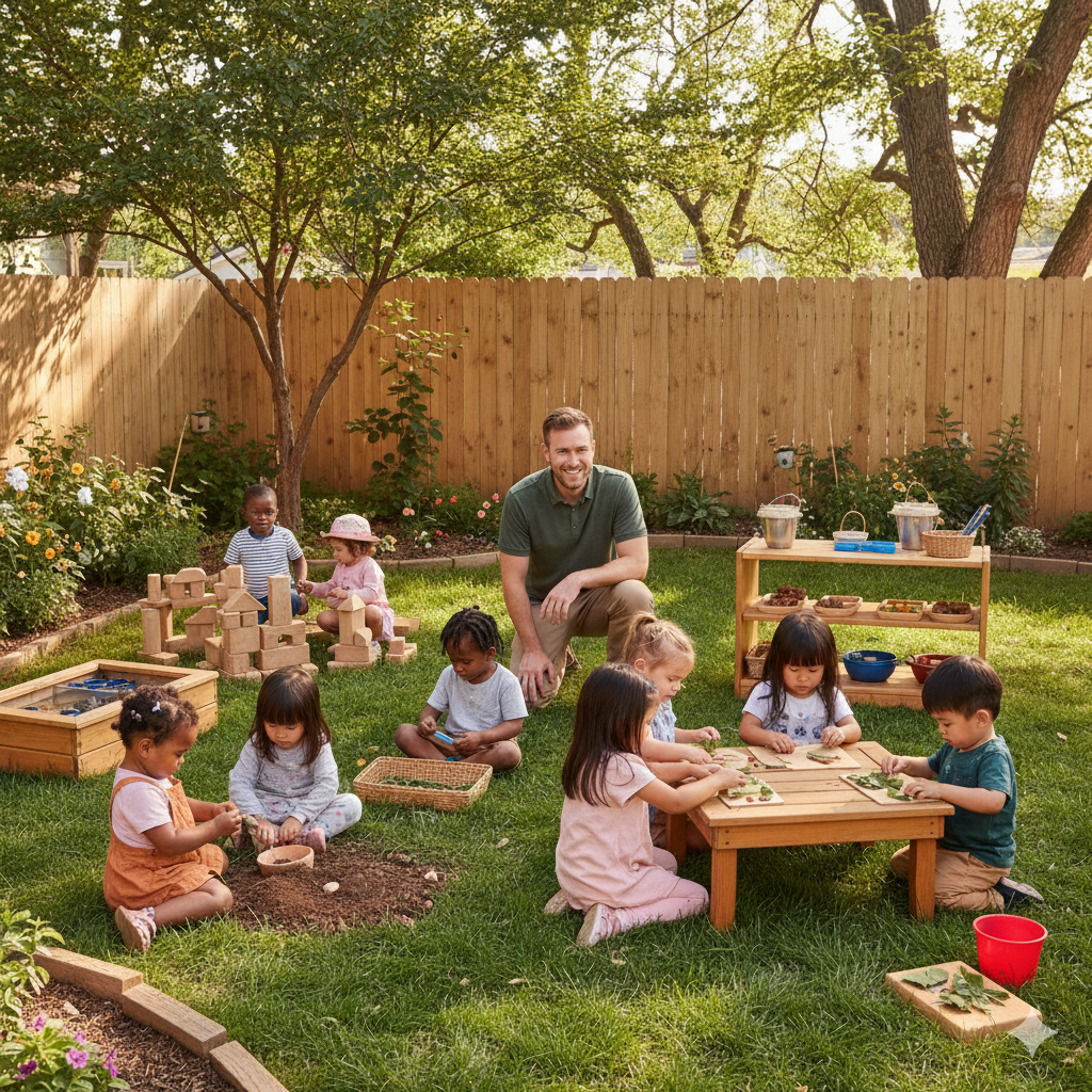 Children learning outdoors